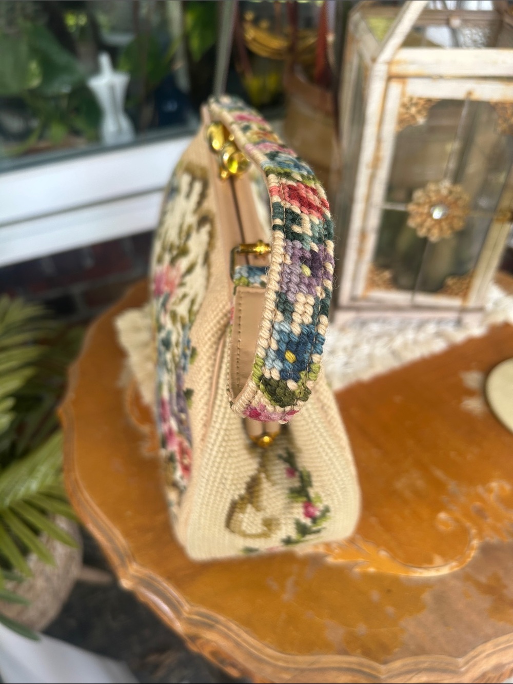 Vintage Floral Needlepoint Handbag - Picture 5 of 13